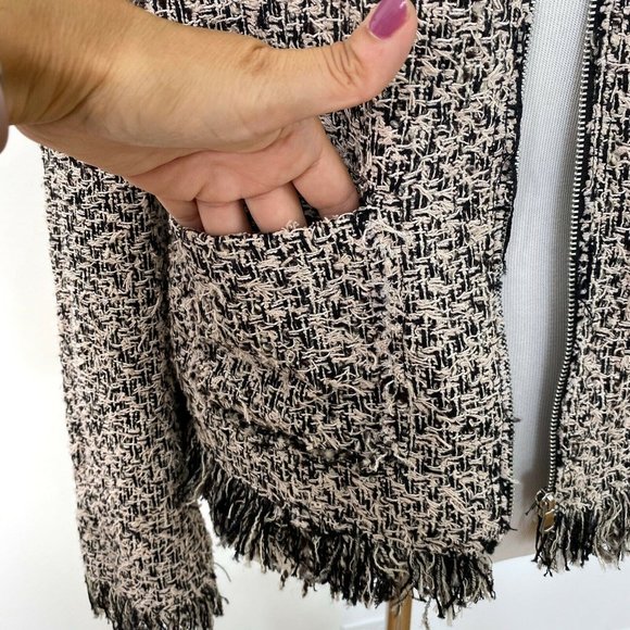 Rebecca Taylor Black Parfait Fringe Tweed Blazer - Picture 3 of 7